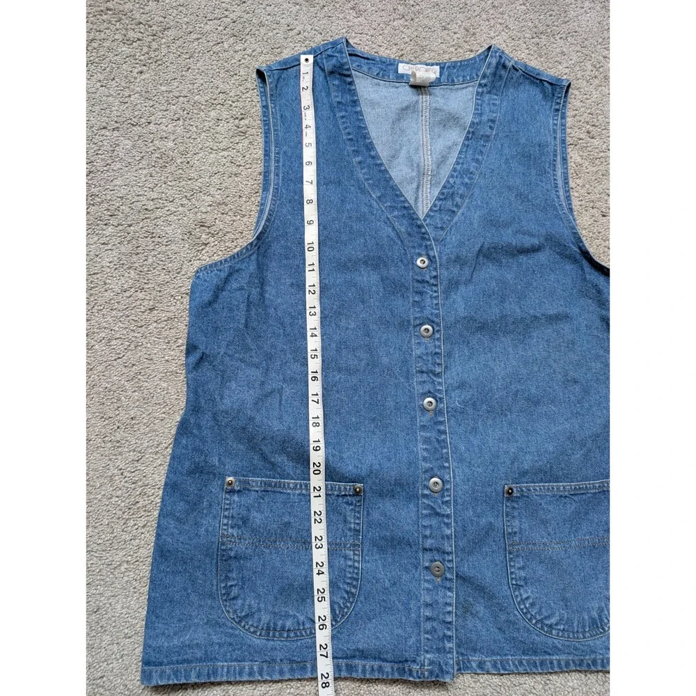 Vintage Cherokee Denim Vest Women's L   100% Cotton Tie Back Y2K 90s